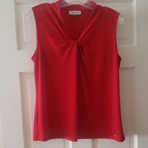 Calvin Klein Vibrant Red Knot Front Blouse